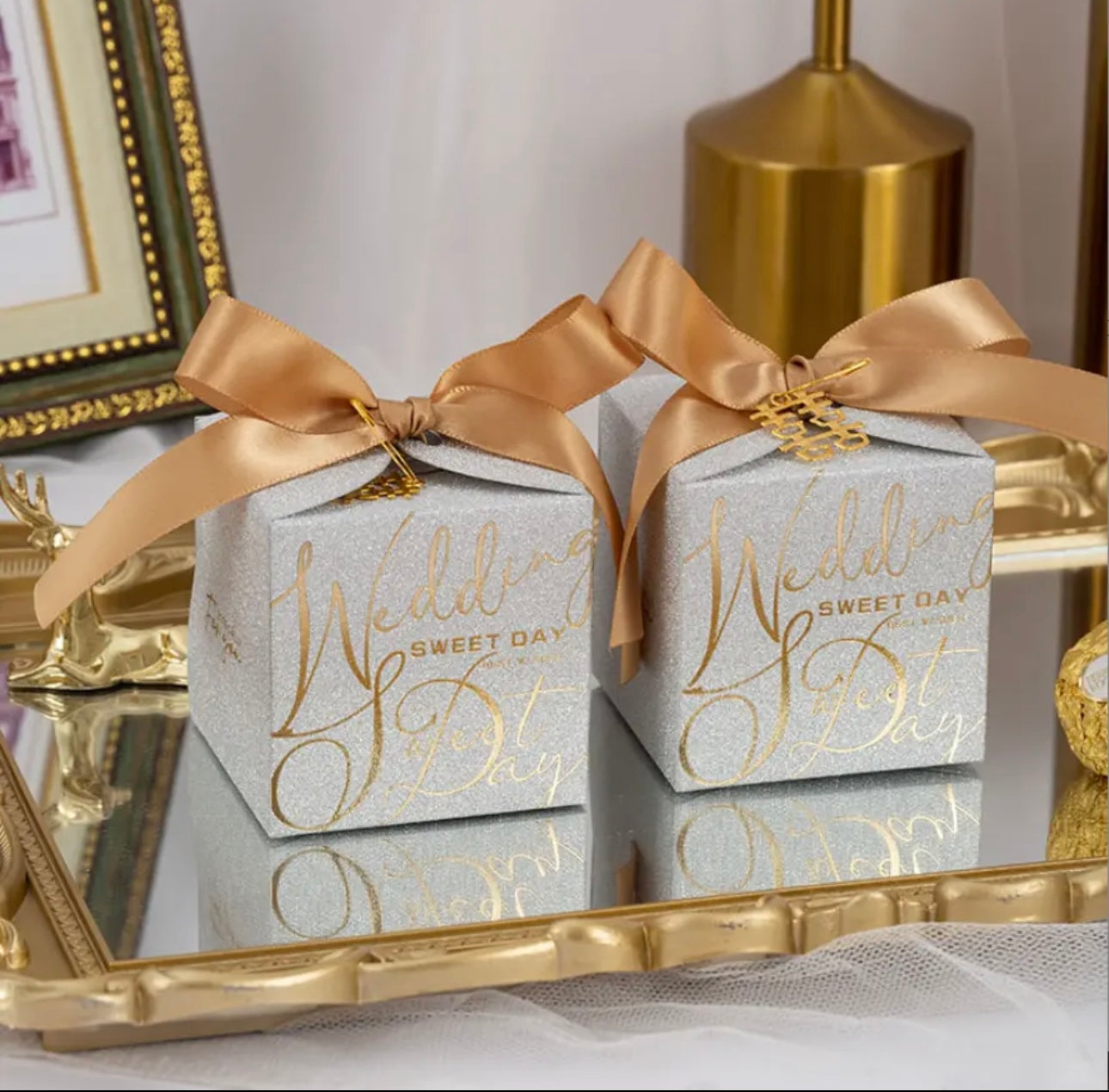 Gold / Silver Square Wedding Boxes